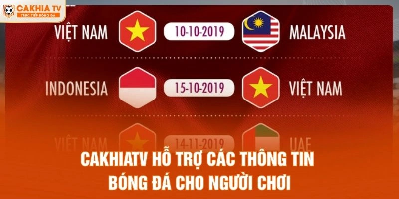 CakhiaTV hỗ trợ các thông tin bóng đá cho người chơi